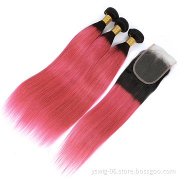 Ombre 1b/Pink# Straight Products Virgin Brazilian Hair, Wholesale Malaysian Virgin Hair